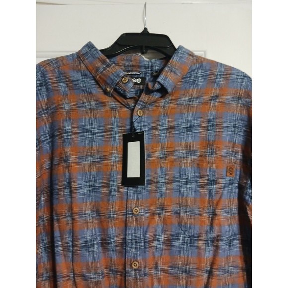 NWT Men's Solaris Big&Tall Button Down Shirt Size 2XB Blue/Rust - Picture 2 of 7